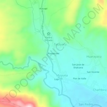 Pumarumi topographic map, elevation, terrain