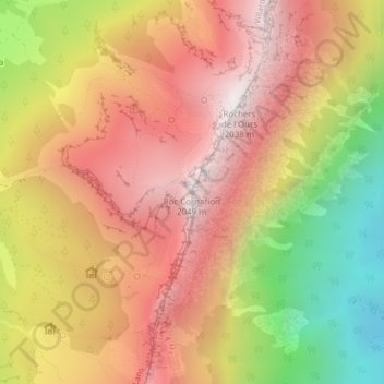Roc Cornafion topographic map, elevation, terrain