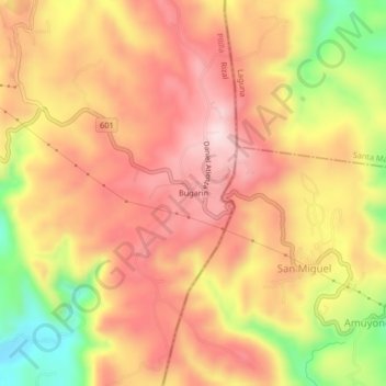 Bugarin topographic map, elevation, terrain
