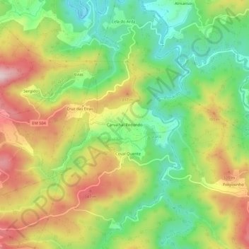 Carvalhal Redondo topographic map, elevation, terrain