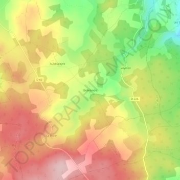 Bellelande topographic map, elevation, terrain
