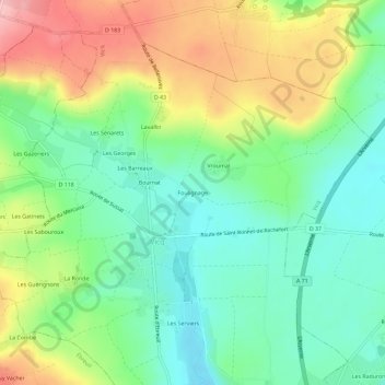 Foulignage topographic map, elevation, terrain