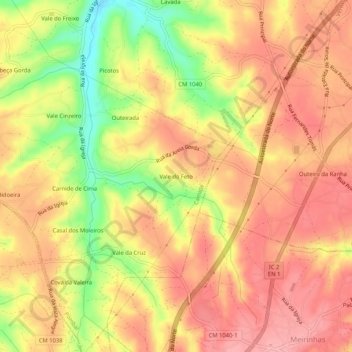 Vale do Feto topographic map, elevation, terrain