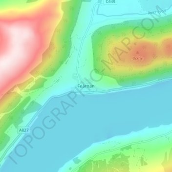 Fearnan topographic map, elevation, terrain