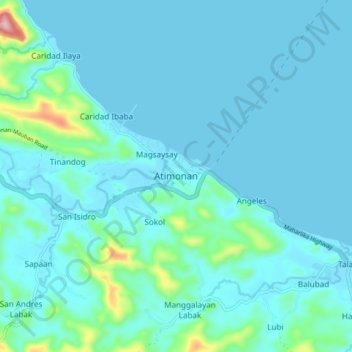 Atimonan topographic map, elevation, terrain