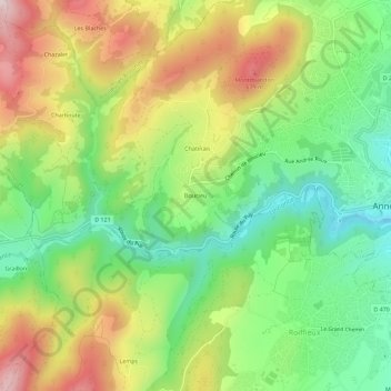 Boucieu topographic map, elevation, terrain
