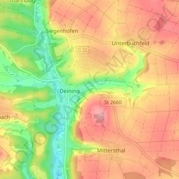 Büglmühle topographic map, elevation, terrain