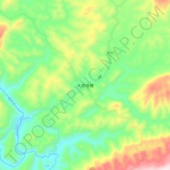 大坝场镇 topographic map, elevation, terrain