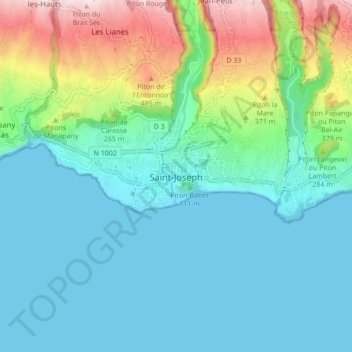 Saint-Joseph topographic map, elevation, terrain