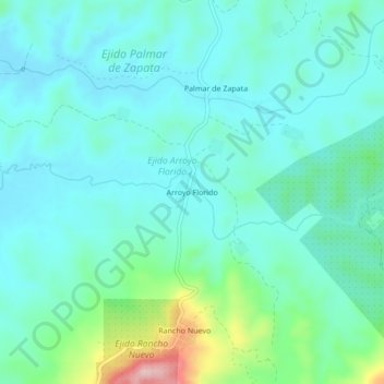 Arroyo Florido topographic map, elevation, terrain