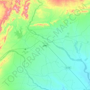 Bannu topographic map, elevation, terrain