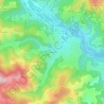 La Rouveure topographic map, elevation, terrain