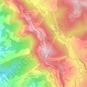 Verecke Pass topographic map, elevation, terrain