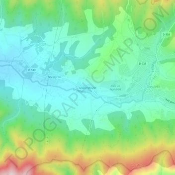 Grand Moulin topographic map, elevation, terrain