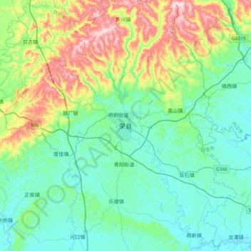 Rongxian topographic map, elevation, terrain