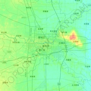 漯河市 topographic map, elevation, terrain