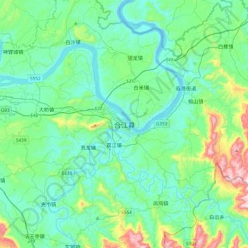 合江县 topographic map, elevation, terrain