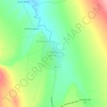 Jose Maria Morelos topographic map, elevation, terrain