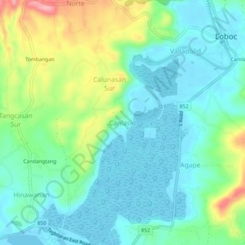 Canlasid topographic map, elevation, terrain