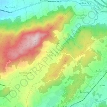 Bastuço (Santo Estêvão) topographic map, elevation, terrain