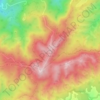 El Relojero topographic map, elevation, terrain