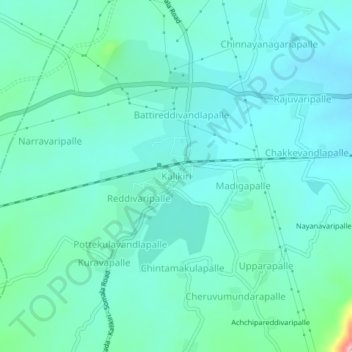 Kalikiri topographic map, elevation, terrain
