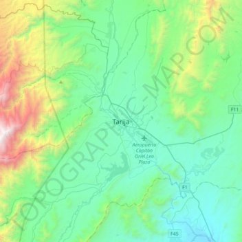 Tarija topographic map, elevation, terrain