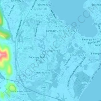 Barangay 78 topographic map, elevation, terrain
