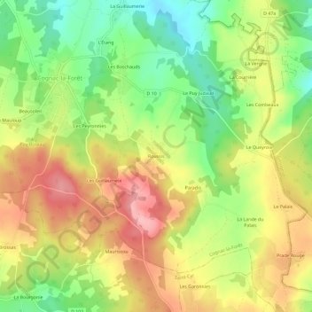 Roussis topographic map, elevation, terrain