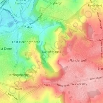 Dalton Magna topographic map, elevation, terrain