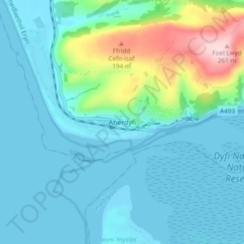 Aberdyfi topographic map, elevation, terrain