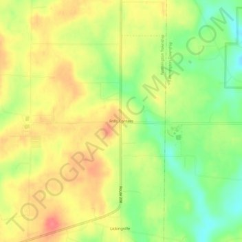 Frills Corners topographic map, elevation, terrain