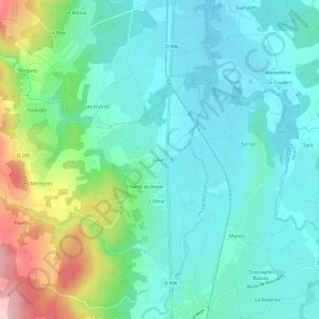 Cours topographic map, elevation, terrain