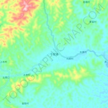 千官镇 topographic map, elevation, terrain