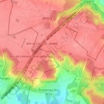 Mulleron topographic map, elevation, terrain