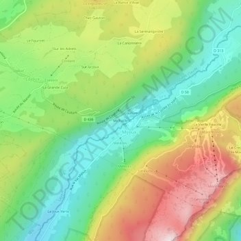 Michaille topographic map, elevation, terrain