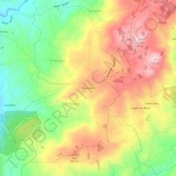 Arnozela topographic map, elevation, terrain