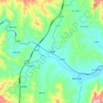 川里镇 topographic map, elevation, terrain