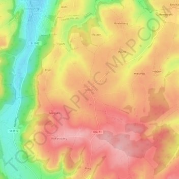 Willofs topographic map, elevation, terrain