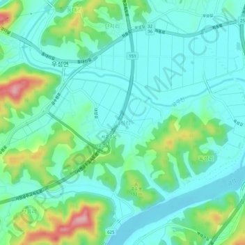 Daeseong-ri topographic map, elevation, terrain