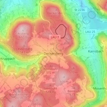 Deckersberg topographic map, elevation, terrain