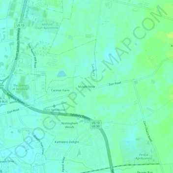 Middle Neck topographic map, elevation, terrain