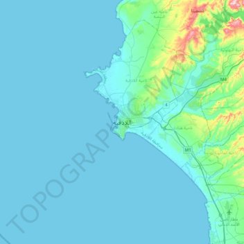 Latakia topographic map, elevation, terrain