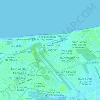 COL. MADERAS topographic map, elevation, terrain