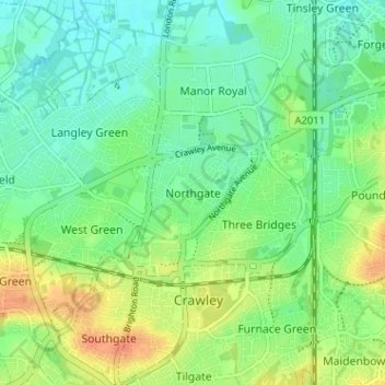 Northgate topographic map, elevation, terrain