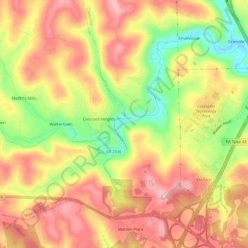 Daisytown topographic map, elevation, terrain