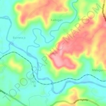 Yabo topographic map, elevation, terrain