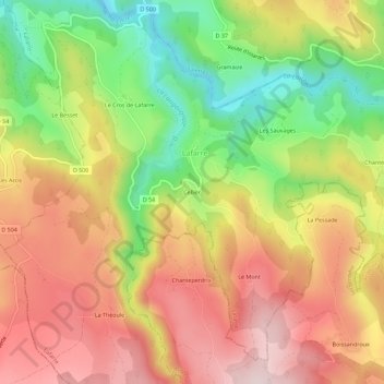 Cellier topographic map, elevation, terrain