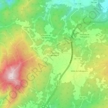 Carrazedo da Cabugueira topographic map, elevation, terrain
