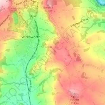 Breamfield topographic map, elevation, terrain